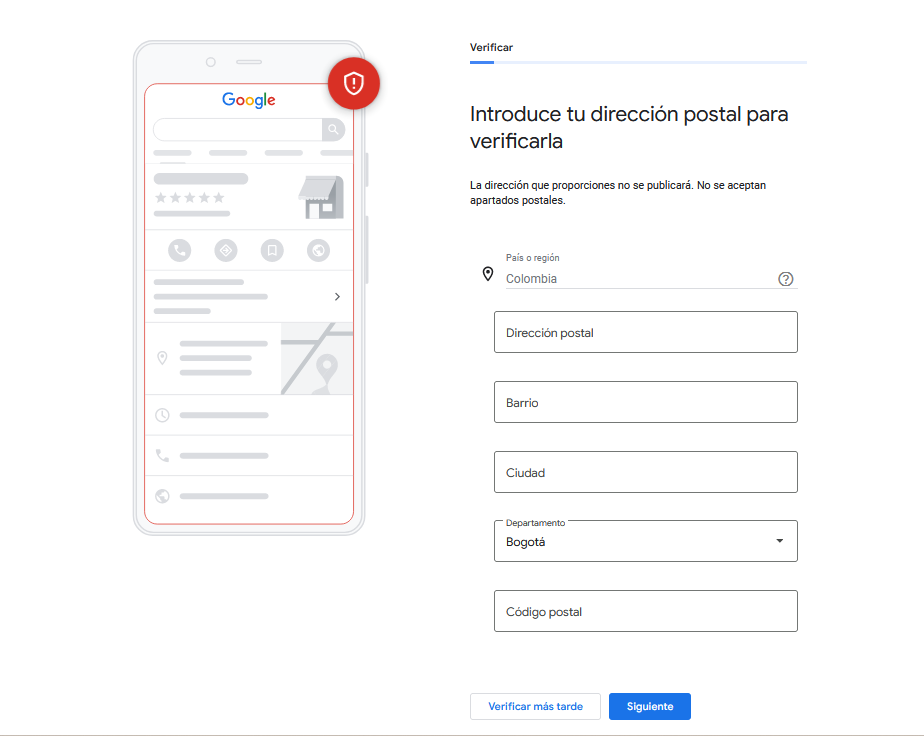 Cómo poner su negocio en Google Maps. Guía paso a paso google maps,google mi negocio,como agregar mi negocio a google maps,como poner mi negocio en google maps,mi negocio en google maps Ingreso de la dirección postal en GMB
