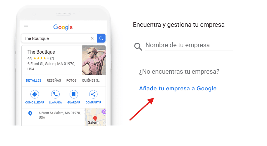 Imagen que muestra como adicionar tu empresa a Google 